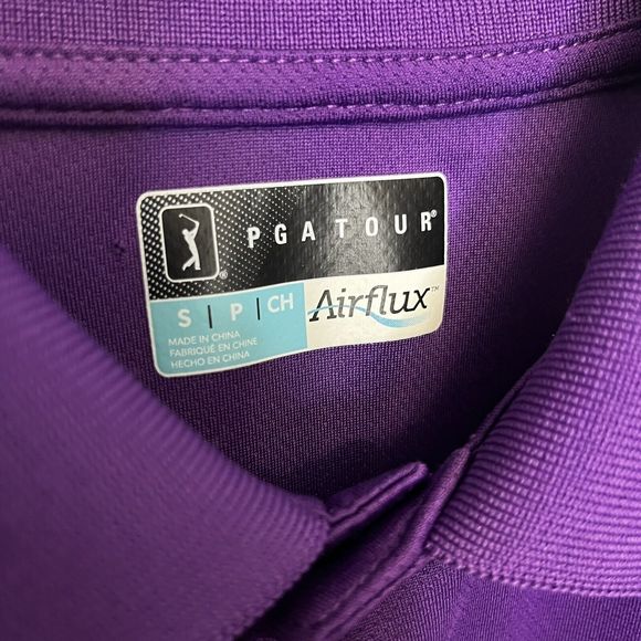 PGA Tour Men's Polo Golf Airflux Purple Short Sleeve Shirt Small New Without Tag - Picture 3 of 7